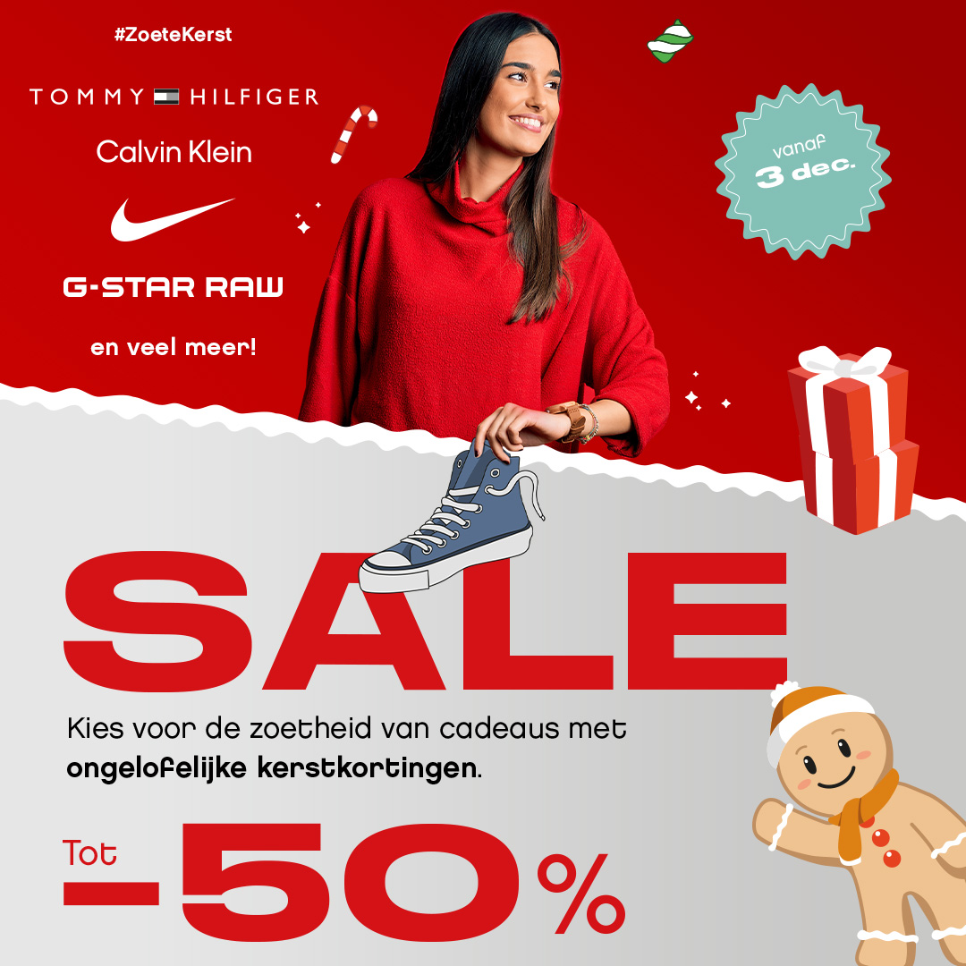 Wintersale vrouw met rode achtergrond