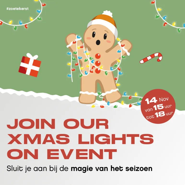 Lights on Event met een levend koekje en groene achtergrond